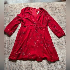 Madewell Red Floral Print Dress Size 14 NWT